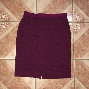 Burgundy pencil skirt